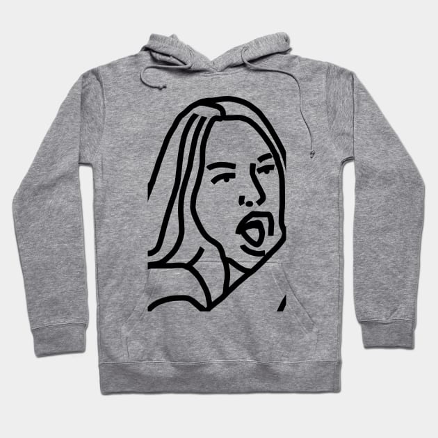 Woman Yelling at Cat Meme Detail Face Line Drawing Hoodie by ellenhenryart